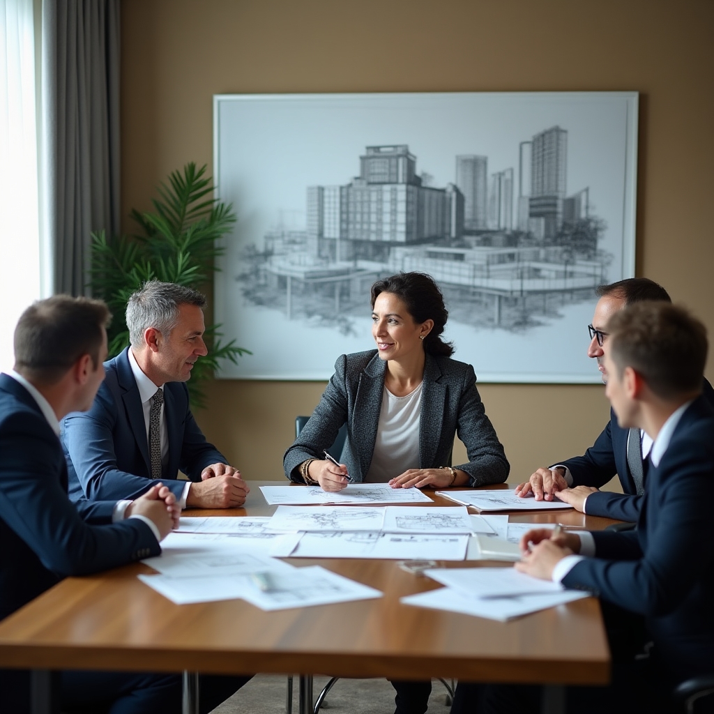 Collective investment project meeting with developers and investors