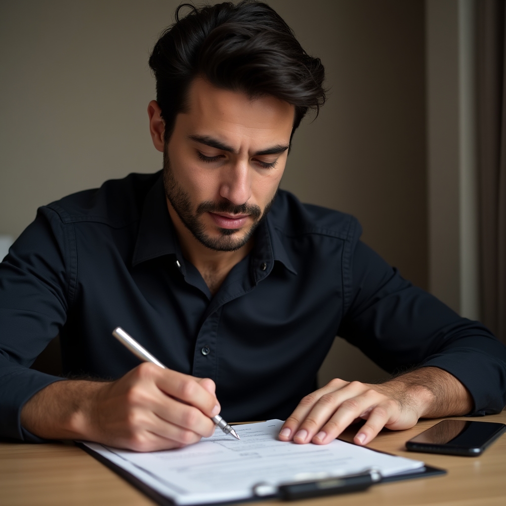 Mystery shopper taking evaluation notes
